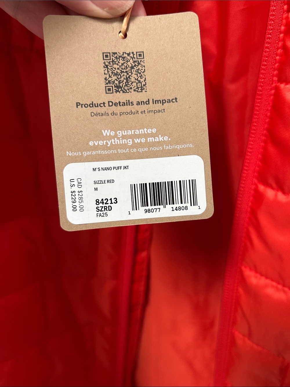 Patagonia Men’s Nano puff Insulated Puffer Jacket red size medium - Picture 4 of 4
